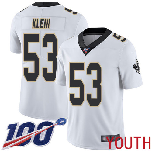 New Orleans Saints Limited White Youth A J  Klein Road Jersey NFL Football #53 100th Season Vapor Untouchable Jersey->youth nfl jersey->Youth Jersey